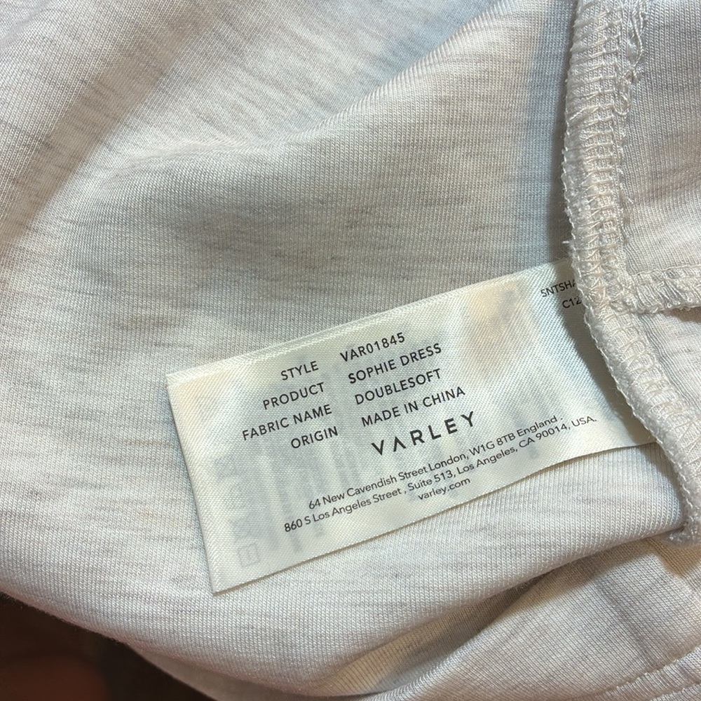 Varley Sophie Dress Marled Ivory Sz S Comfy Soft Mini Cinched Waist - Picture 10 of 10